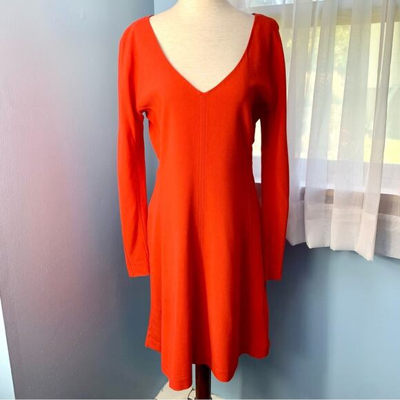 Diane von Furstenberg Red V-Neck Fit and Flare Dress - Picture 2 of 7